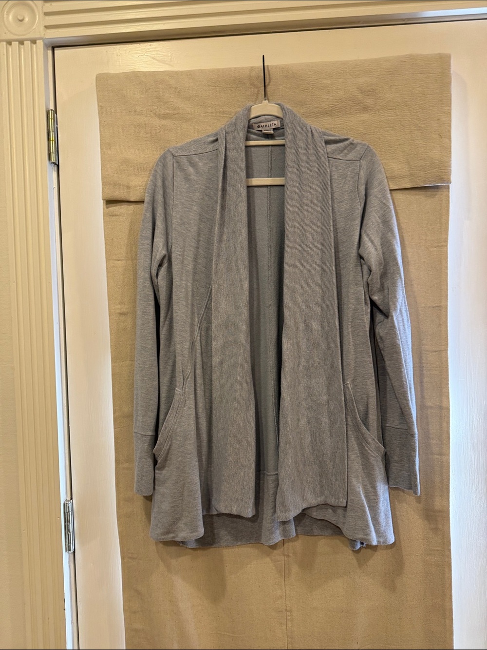 Athleta Light Gray Open-Front Draped Cardigan